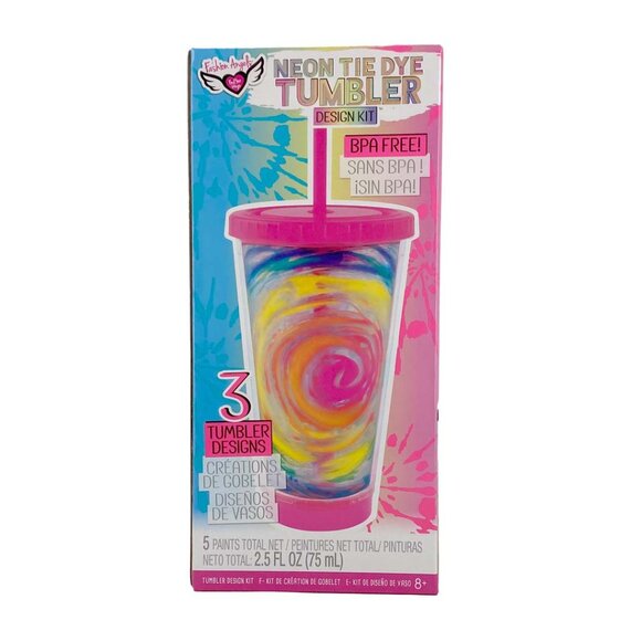 Fashion Angels Kids Neon Tie Dye Plastic Tumbler Design Kit - Picture 1 of 3